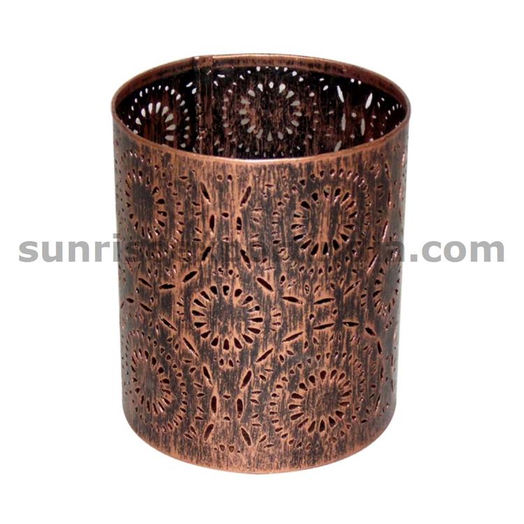 COPPER ANTIQUE ETCHING DESIGN CANDLE VOTIVE