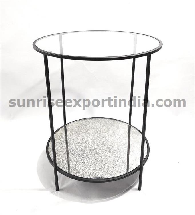 DUAL GLASS 4 LEG TABLE BLACK