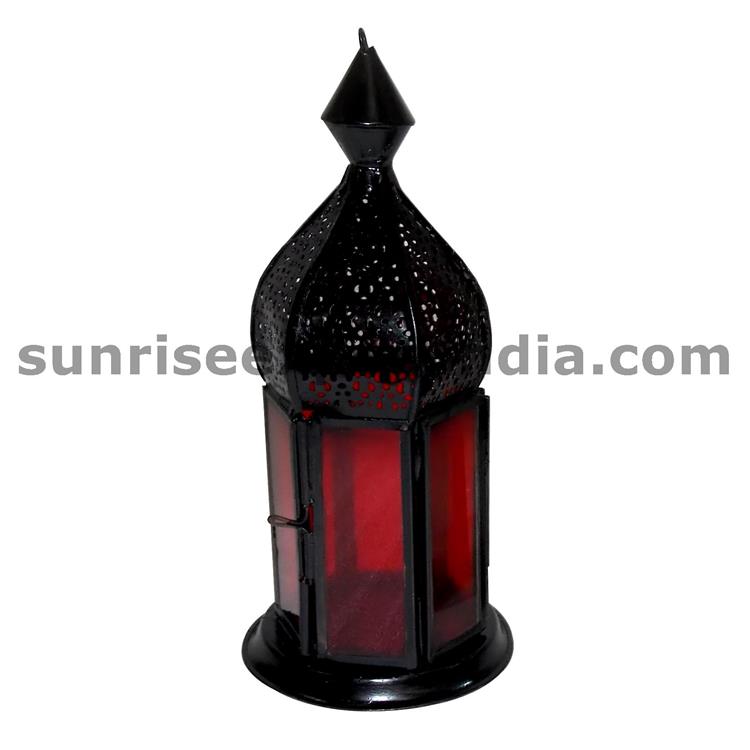 RED GLASS MOROCCAN  LANTERN