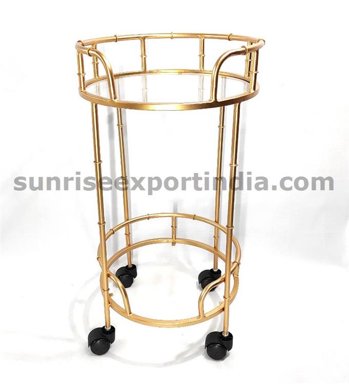 DUAL GLASS TROLLEY WITH WHEELS