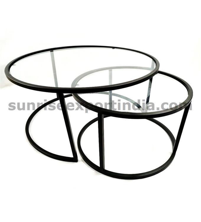 COFFEE TABLE SET OF 2 BLACK